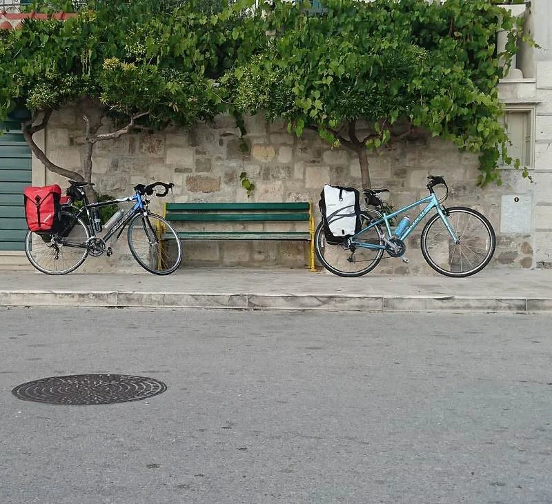Bikes by bench