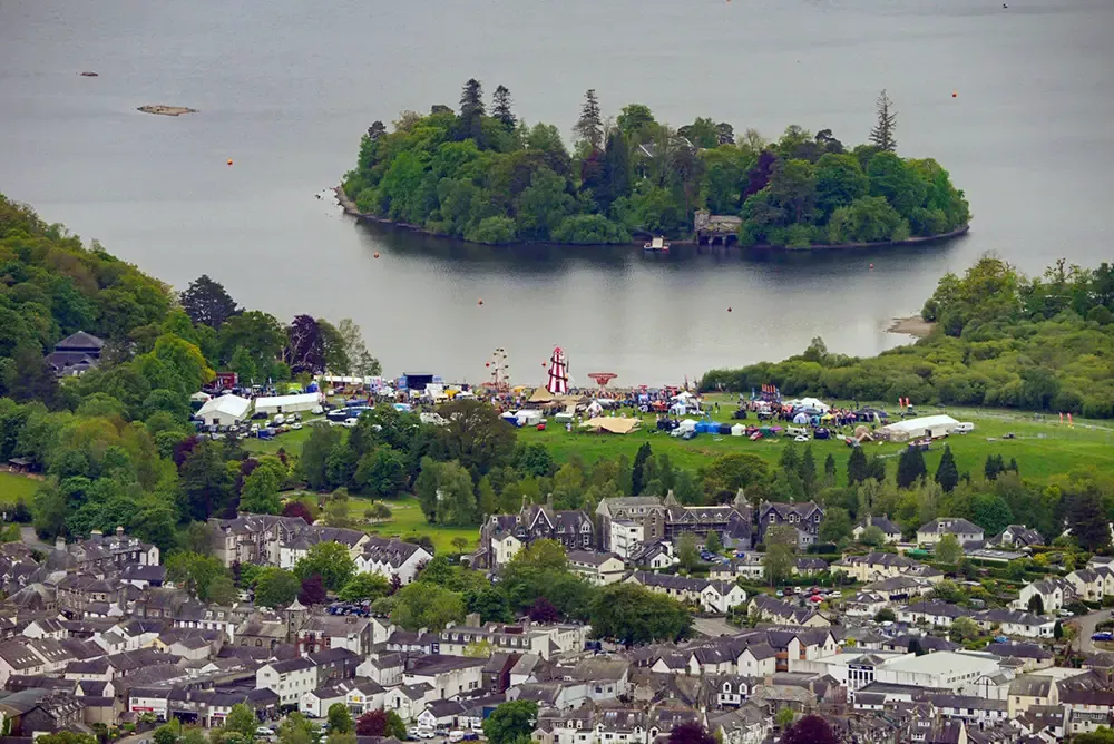 The 2026 Thule Keswick Mountain Festival Village from on high
