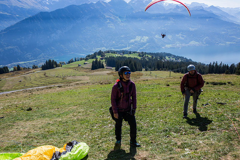 Getting ready to paraglide