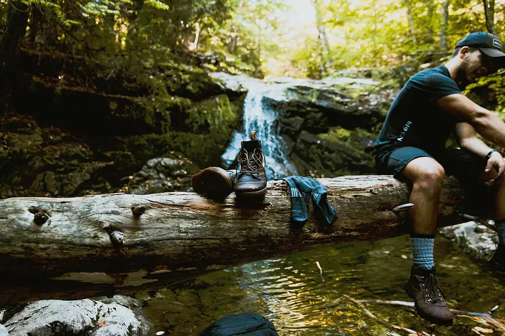 When crossing rivers sometimes you need to take your footwear off