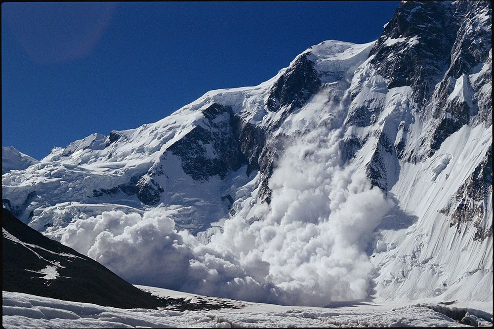 Avalanche on north face K2 roaring down 3000m 10000 face