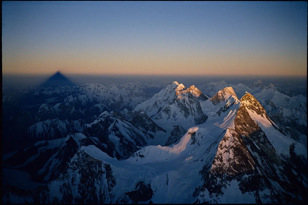 Shadow of K2 from summit as sun sets
