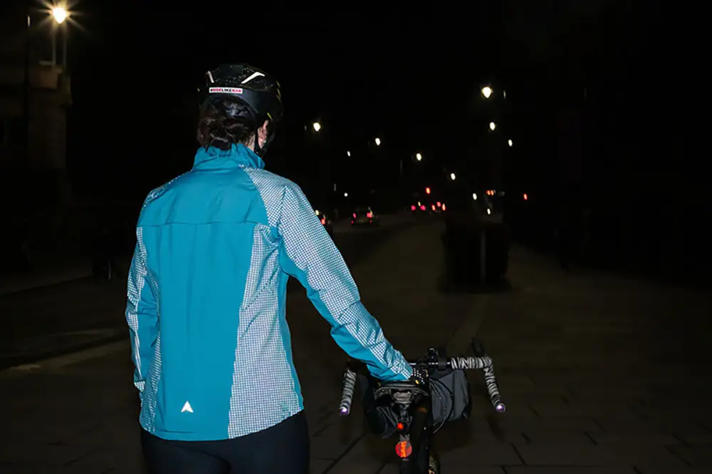Reflective rear panels on an Altura Nightvision womens jacket